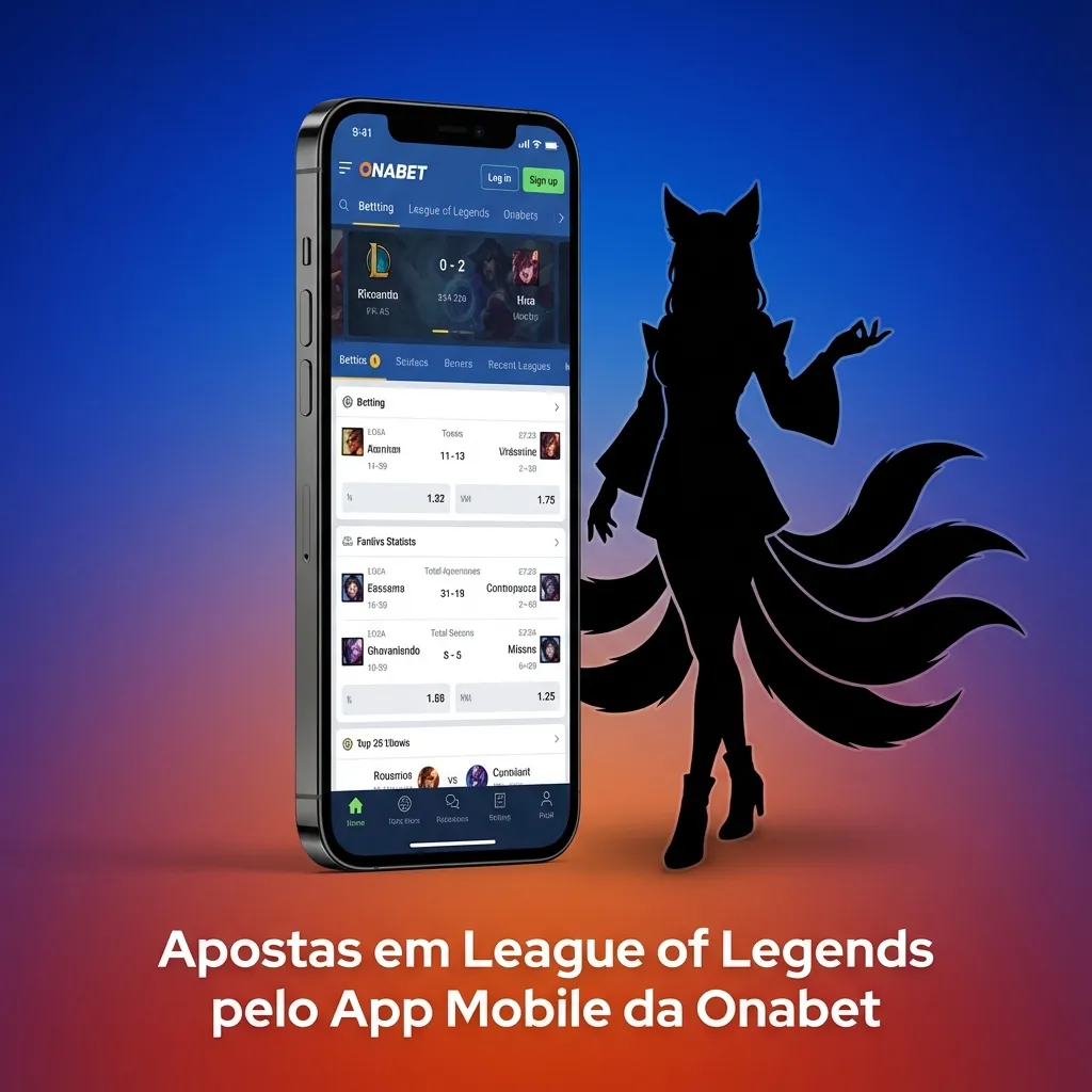 Pessoa usando app da Onabet no celular para apostar em partidas de League of Legends em tempo real