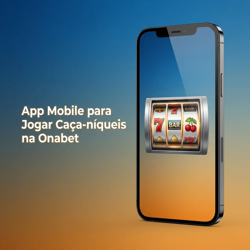 Tela de smartphone exibindo app Onabet, lobby de caça-níqueis colorido e botões de aposta em destaque