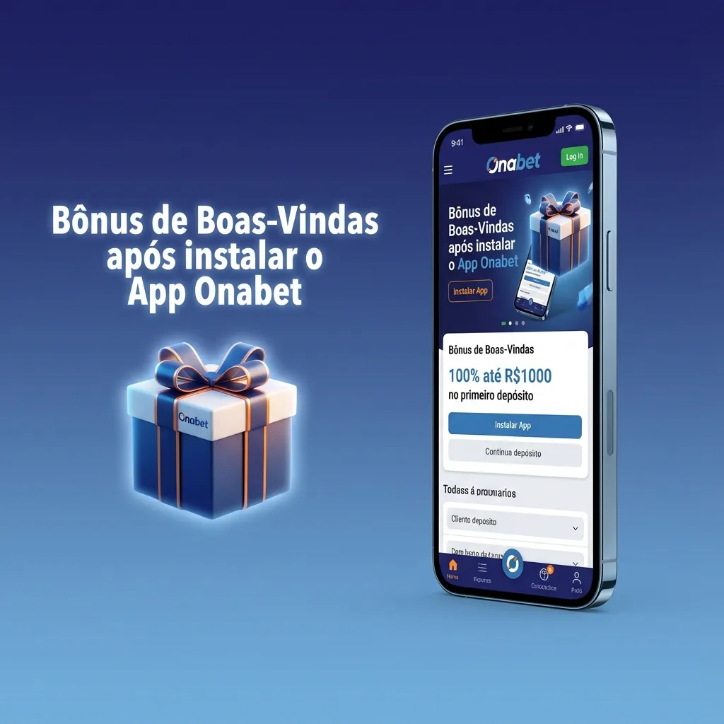 Tela do app Onabet exibindo bônus de boas‑vindas, depósito inicial, rodadas grátis e cashback para novos jogadores brasileiros