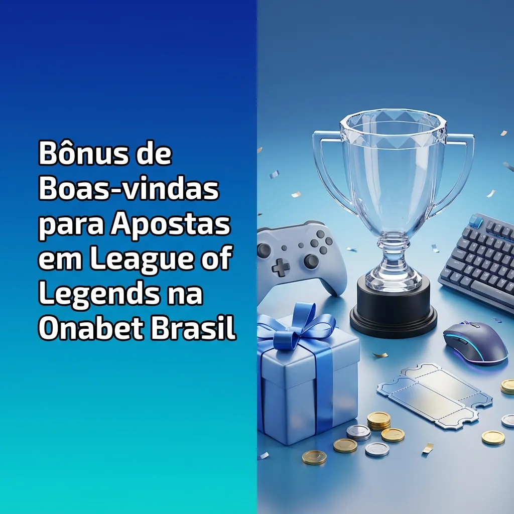 Banner da Onabet Brasil destacando bônus de boas-vindas para apostas em League of Legends, com ícones de esports