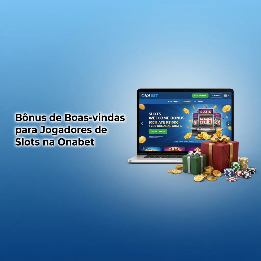 Banner da Onabet destacando bônus de boas-vindas para novos jogadores de caça-níqueis e ofertas de slots