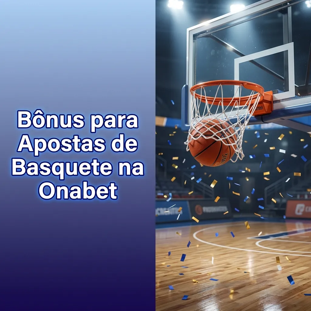 Banner da Onabet destacando bônus de boas-vindas para apostas de basquete, com bola e quadra ao fundo