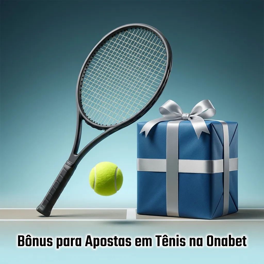 Banner da Onabet destacando bônus de boas-vindas para apostas em tênis e detalhes de rollover em português