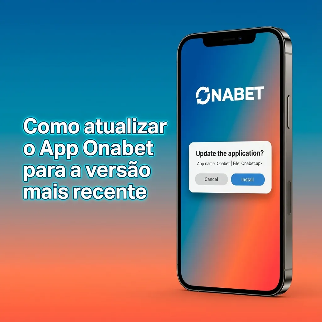 Tela de iPhone mostrando o ícone do web app Onabet e o site aberto no Safari, destacando atualização automática no servidor