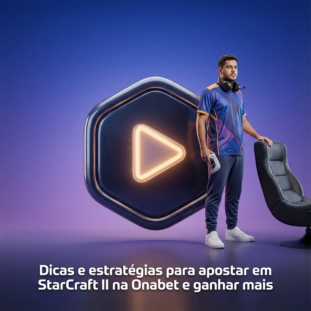 Tela da Onabet com interface de apostas em StarCraft II e ícones de unidades e mapas futuristas ao fundo