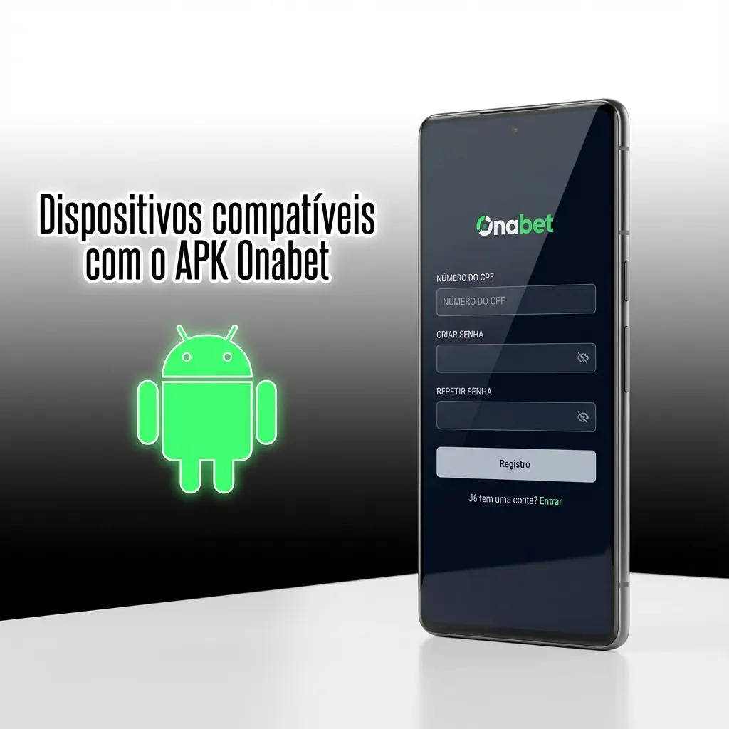 Tabela mostrando marcas e modelos Android compatíveis com o APK Onabet, como Samsung, Xiaomi, Google e outros