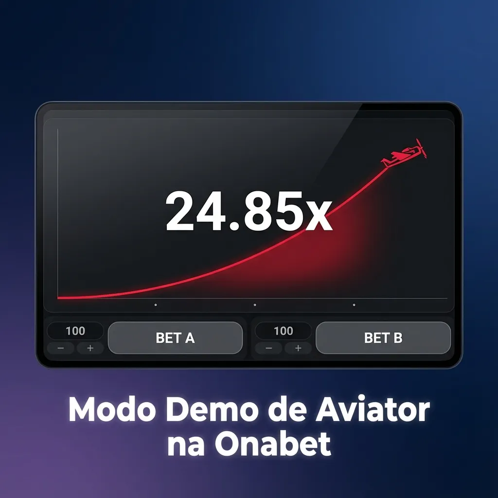 Tela do modo demo Aviator na Onabet mostrando avião subindo, multiplicadores e painel de apostas com saldo virtual