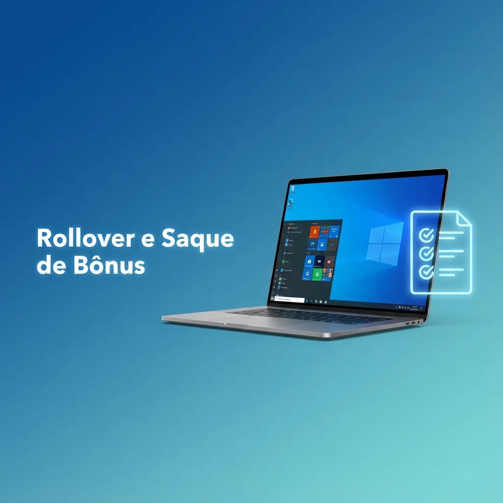 Ilustração de carteira digital separando saldo de bônus e dinheiro real com destaque para rollover em apostas