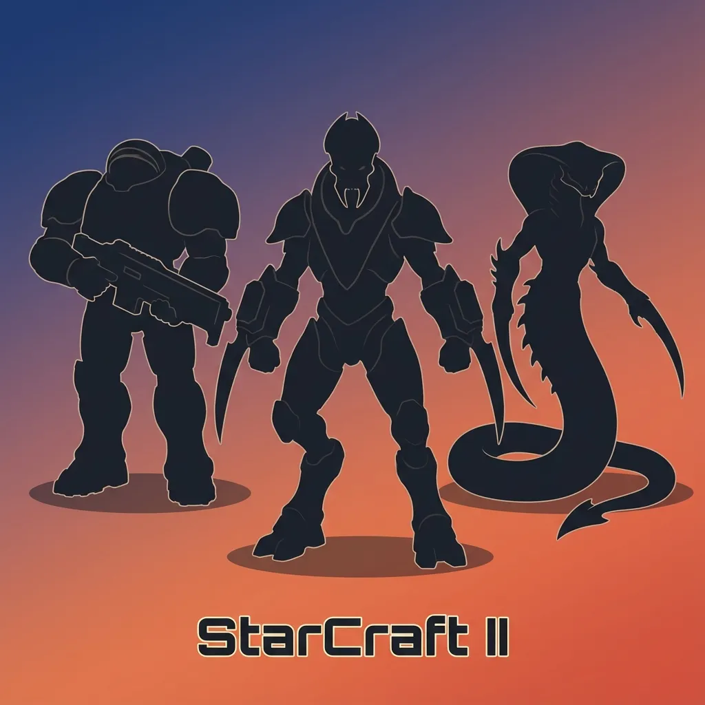 Tela de StarCraft II com exércitos em batalha, interface de jogo e destaque para cenário competitivo de eSports