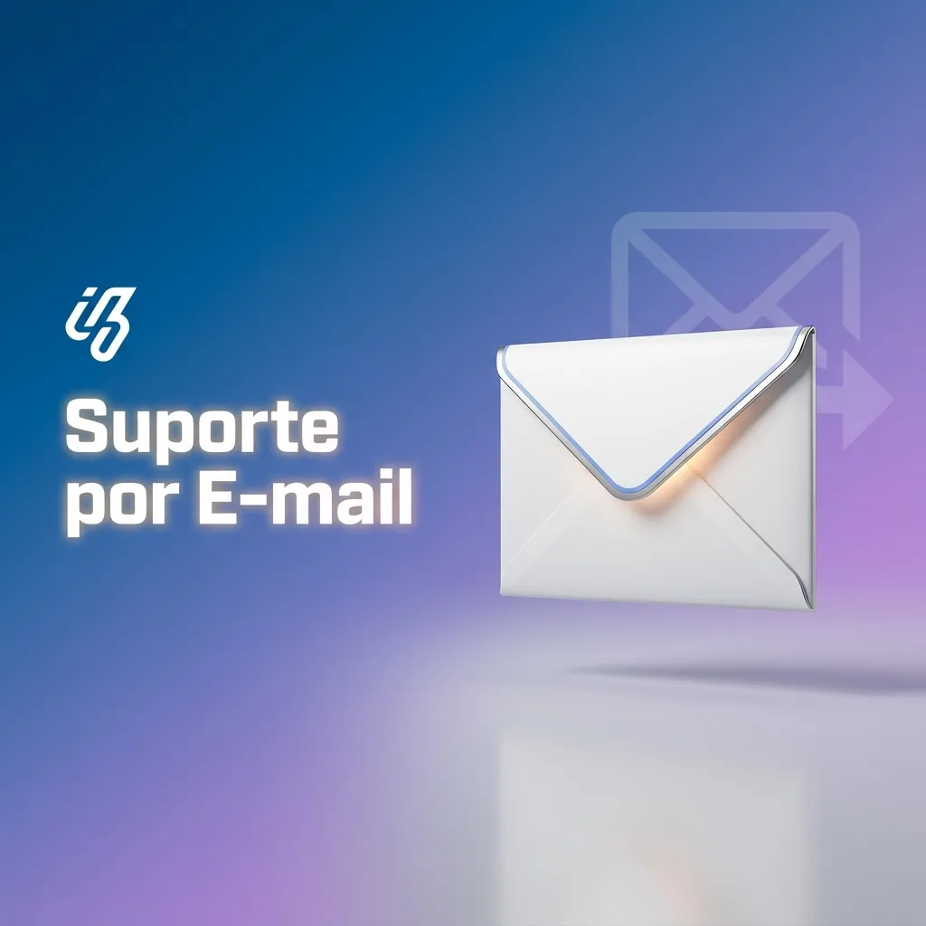 Ilustração de atendimento ao cliente por e-mail, com ícones de mensagens, documentos e suporte organizado em português