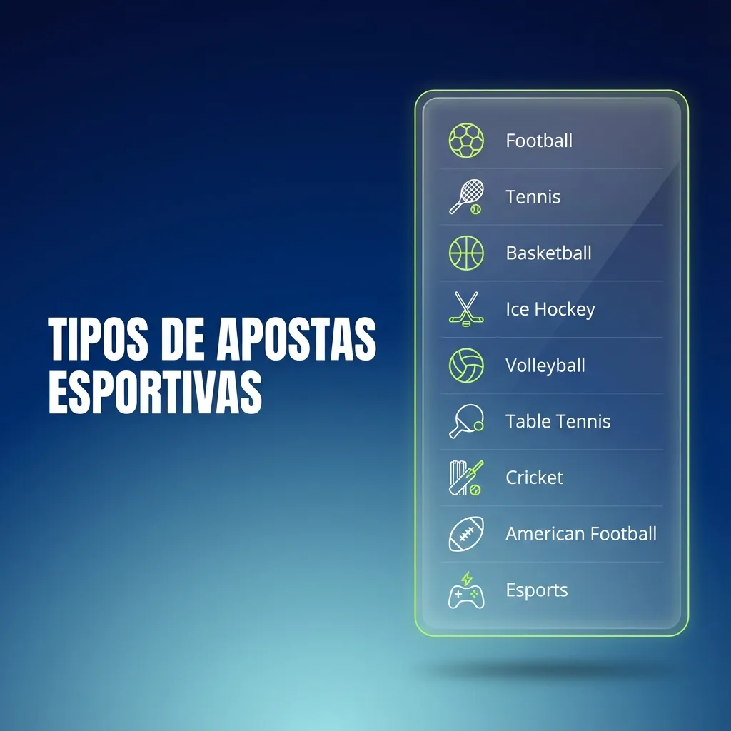 Banner com ícones de futebol, basquete, tênis, vôlei e MMA representando tipos de apostas esportivas na Onabet