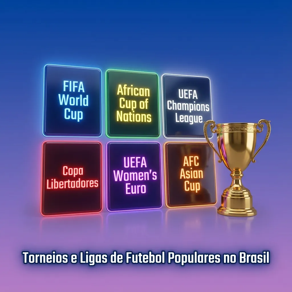 Banner com ícones de troféus de futebol e escudos de clubes, destacando ligas brasileiras e internacionais para apostas online