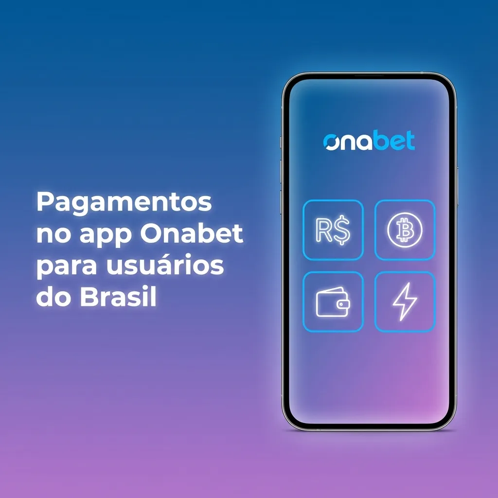 Tela do app Onabet mostrando opções de pagamento em Real no Brasil, com destaque para Pix e outros métodos de depósito e saque.