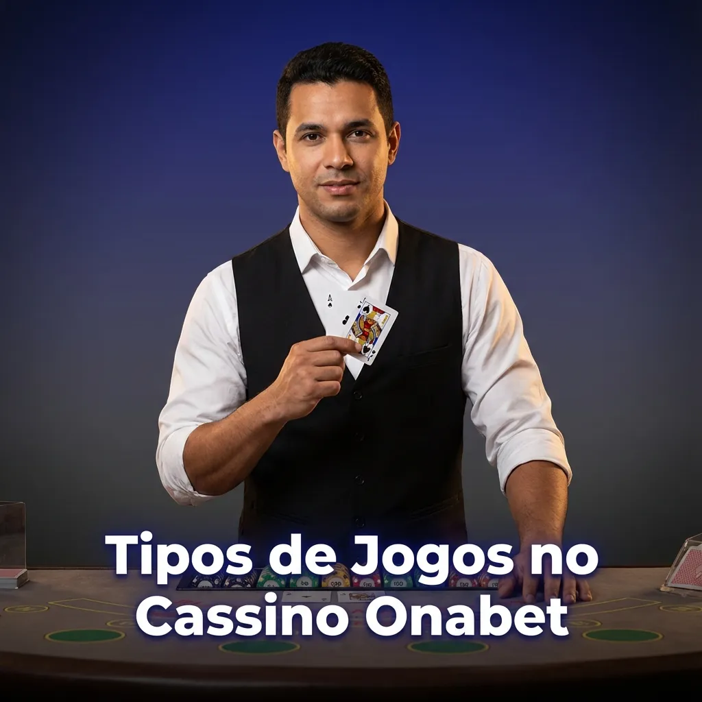 Banner do cassino Onabet destacando categorias de jogos: slots, crash, mesa, video poker, raspadinhas e arcade