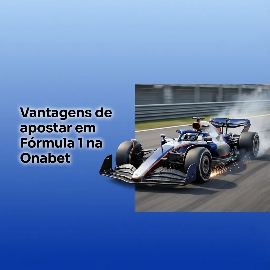 Banner da Onabet destacando vantagens de apostar em Fórmula 1, com piloto, carro e lista de benefícios em português