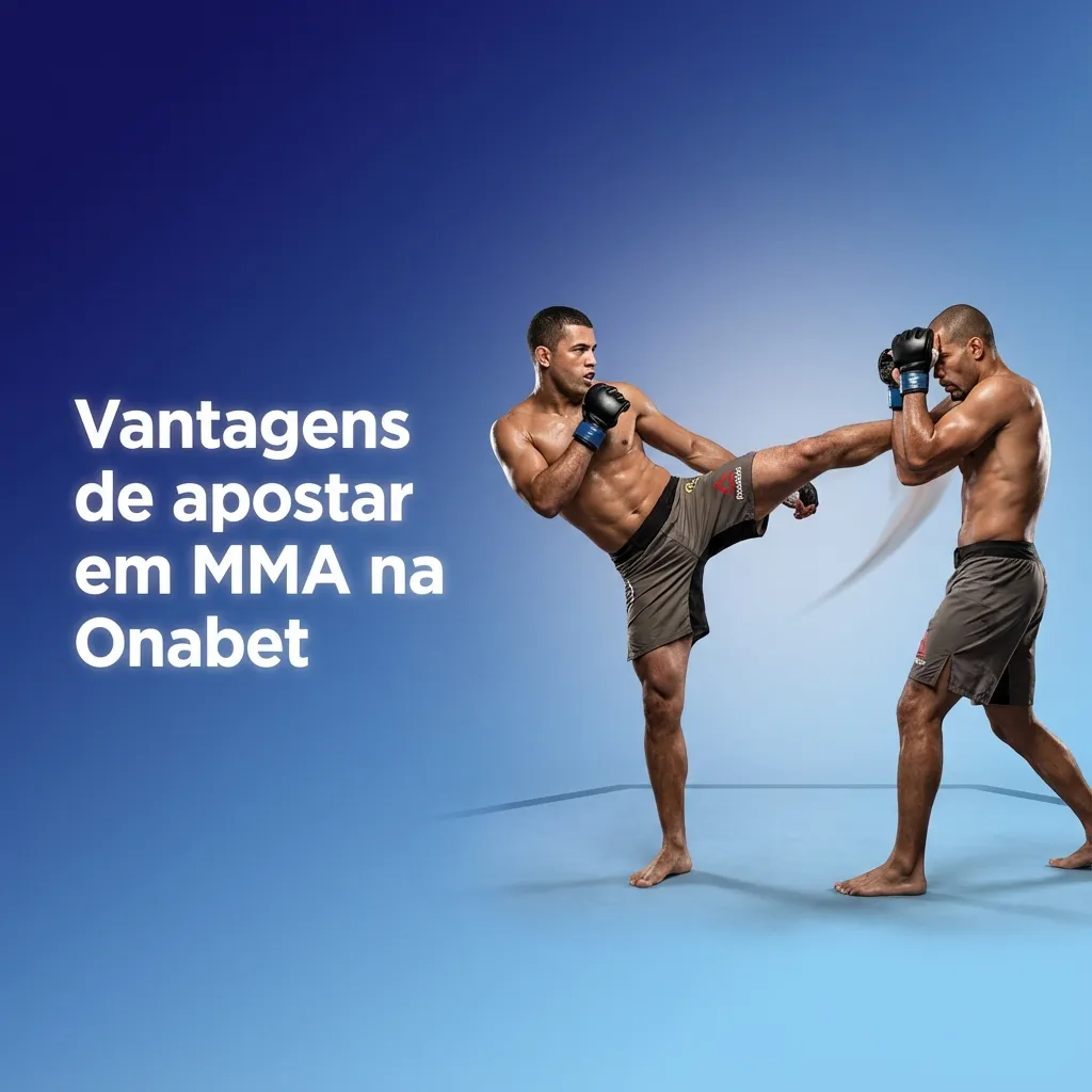 Banner “Vantagens de apostar em MMA na Onabet” com ícones de lutas, odds, mercados, apostas ao vivo e suporte em português