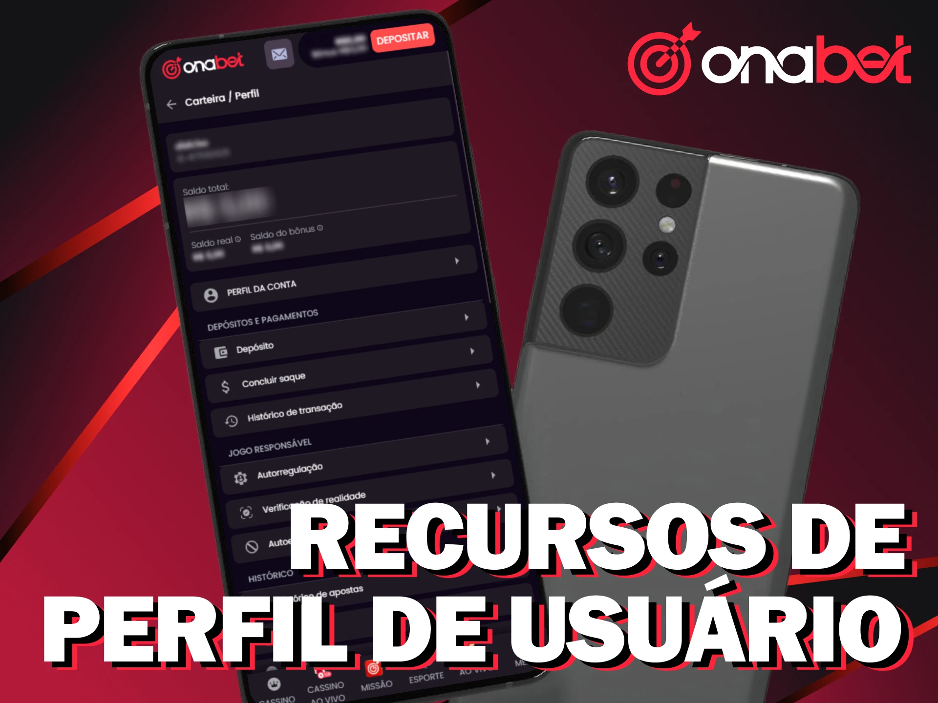 Gerencie seu perfil de usuário no app Onabet para Android.