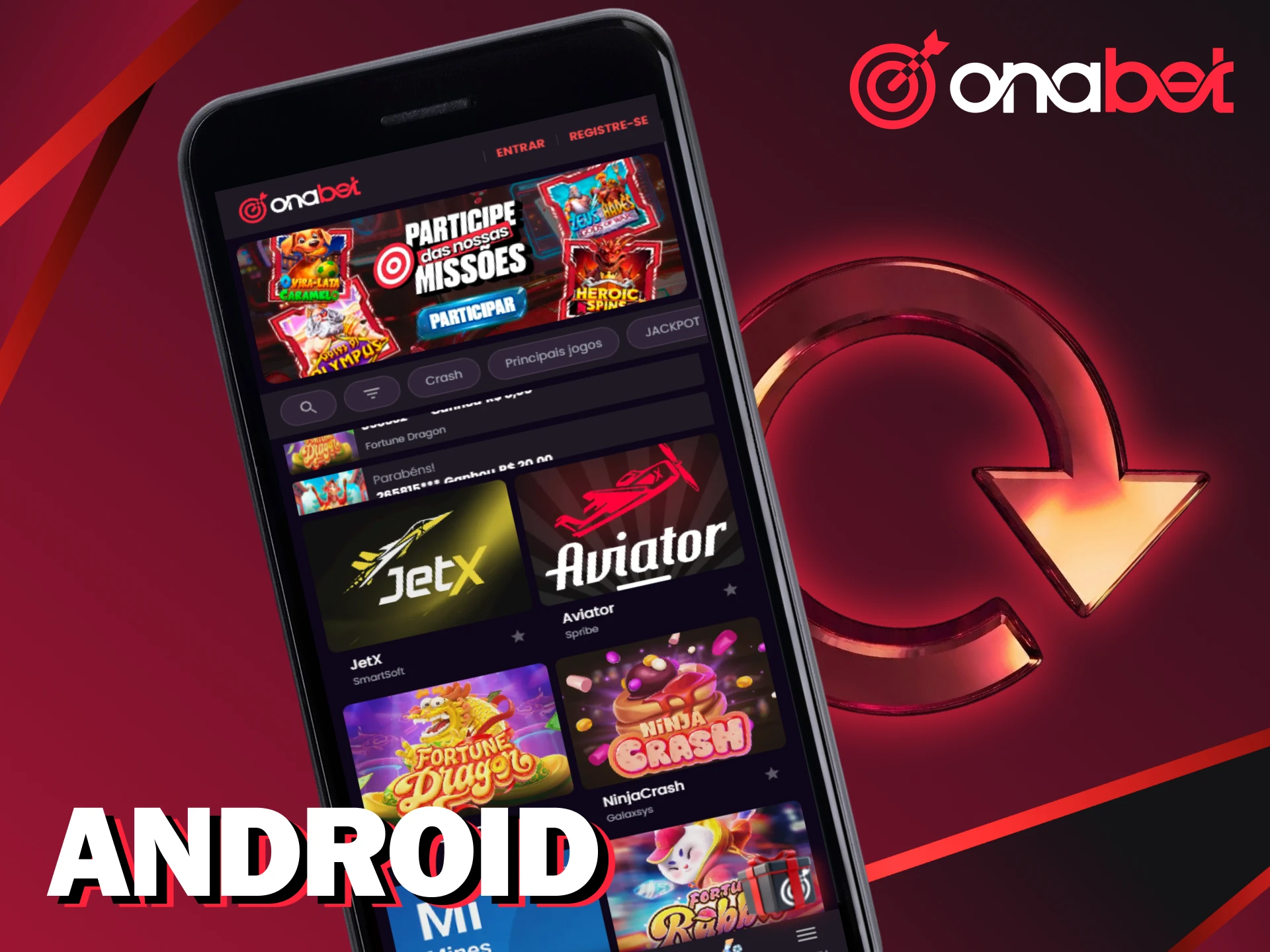 Atualize seu app Onabet para Android.