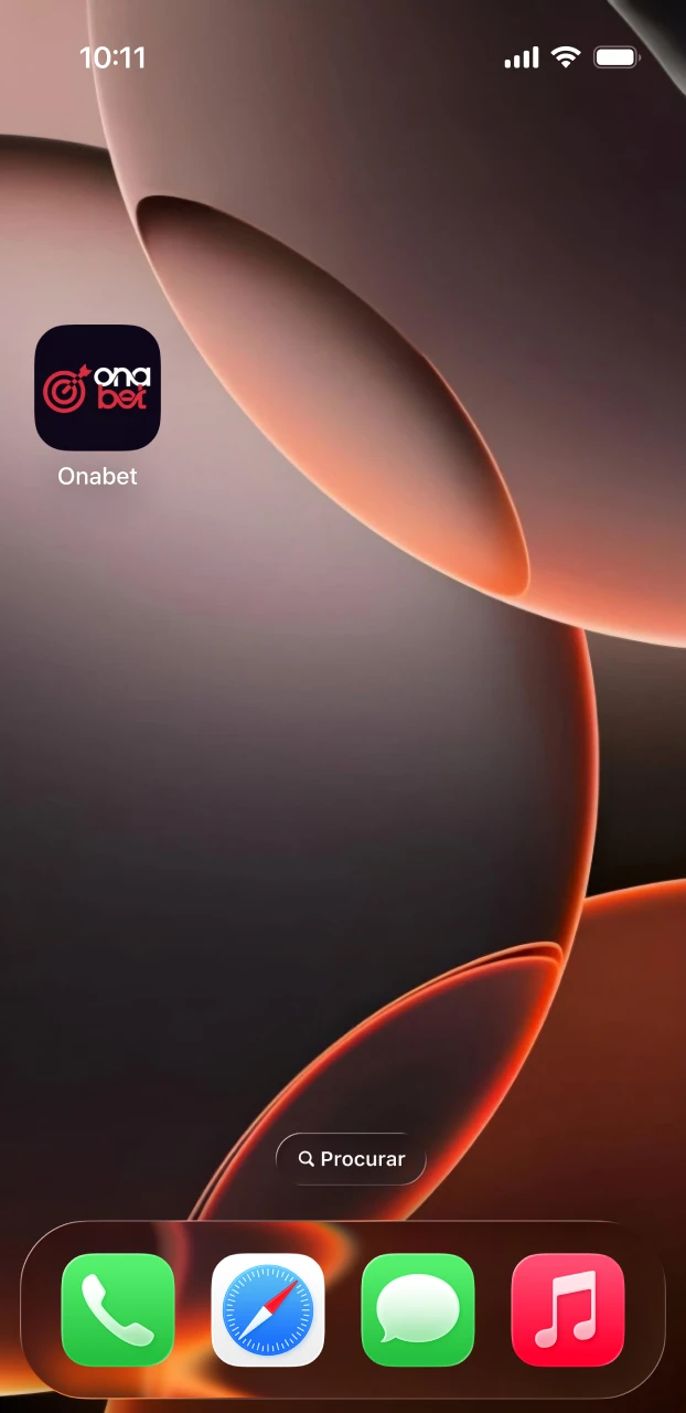 Aguarde a conclusão da instalação automática do app Onabet na iOS.