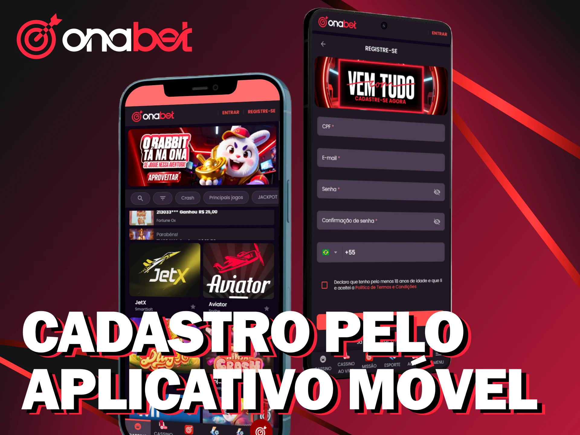 Faça seu cadastro pelo app Onabet no iOS e Android e comece a ganhar.