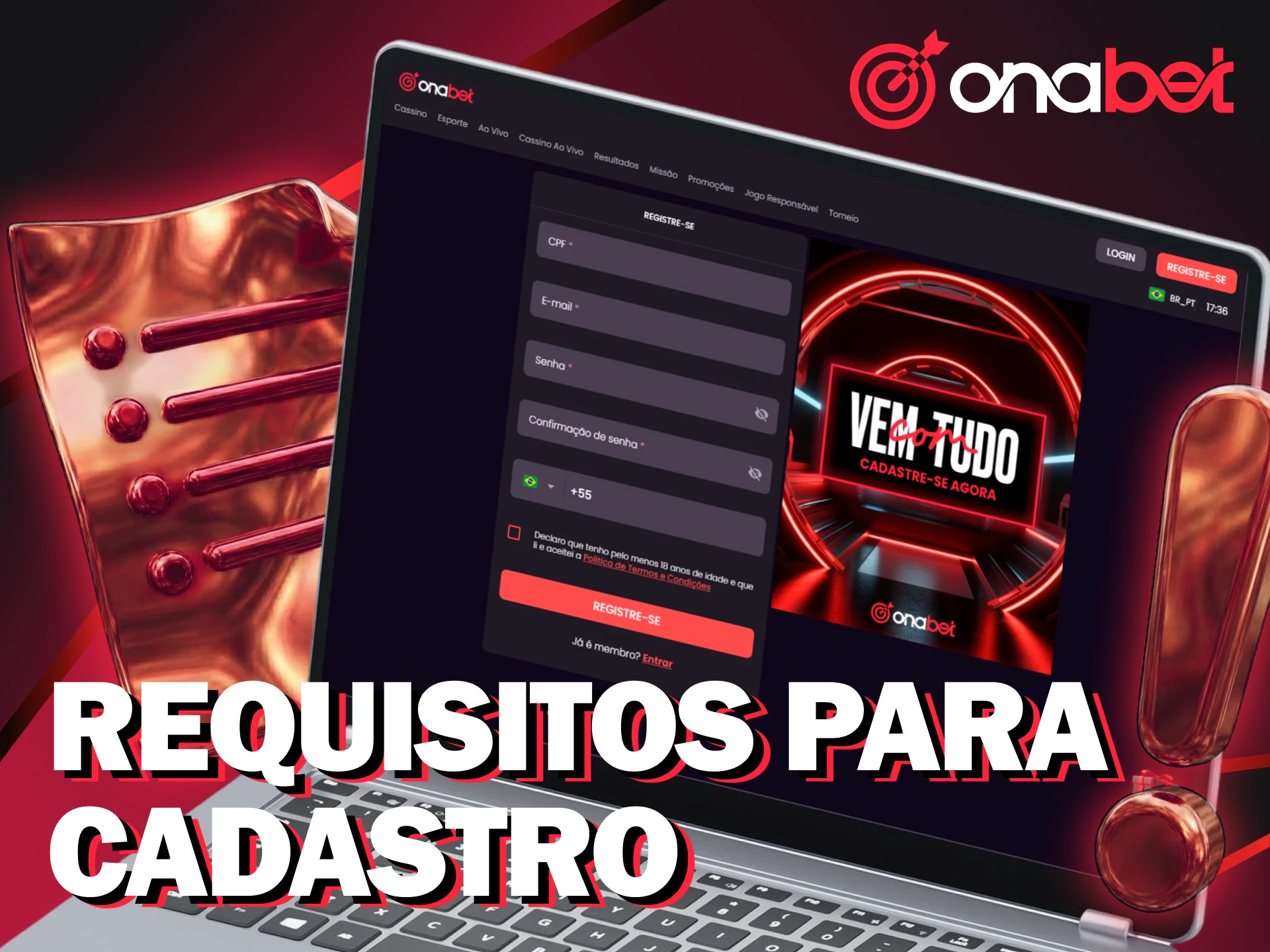 Veja os requisitos necessários para o seu cadastro na Onabet.