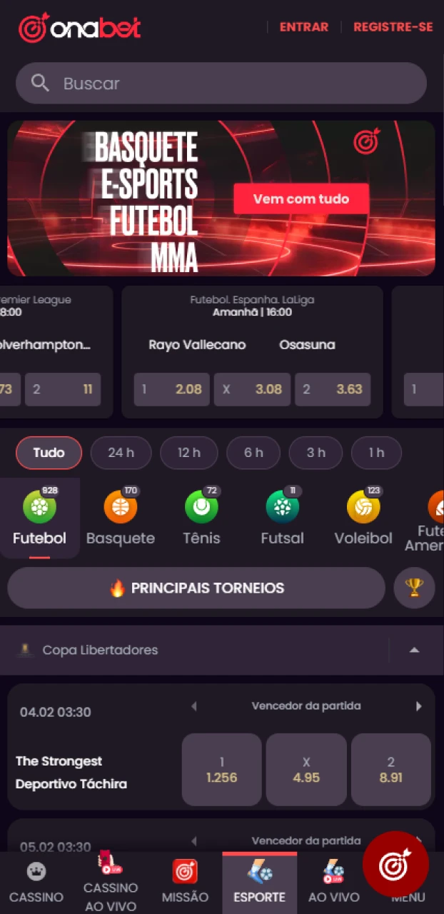 Acesse os esportes no app Onabet para iOS para buscar vitórias.