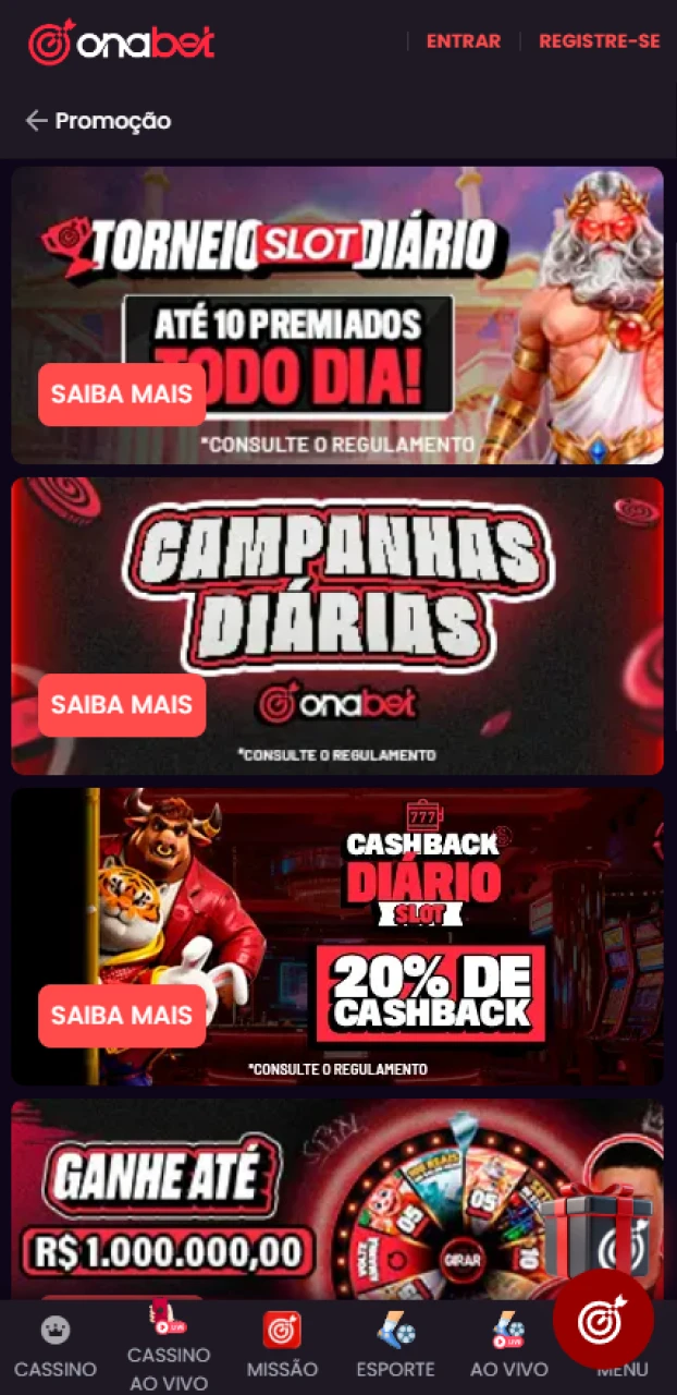 Confira os bônus para vencer mais no seu app Onabet para iOS.