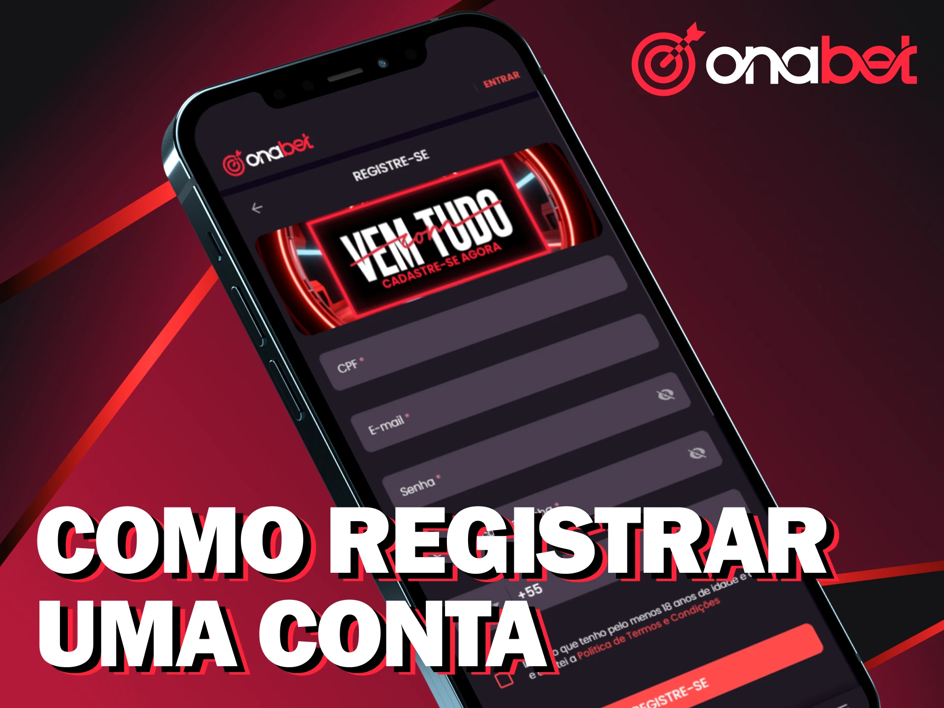 Crie sua conta no app Onabet para iOS para lucrar no Brasil.