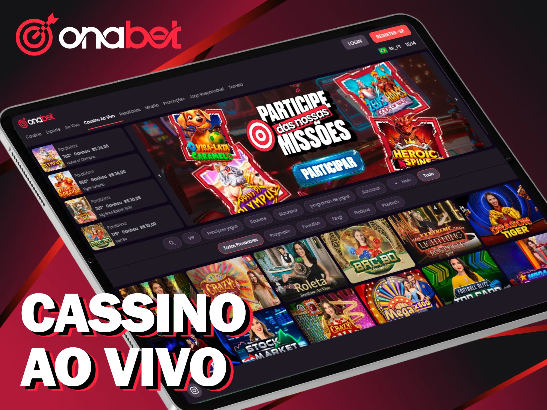 Jogue no cassino ao vivo da Onabet com crupiês de verdade.