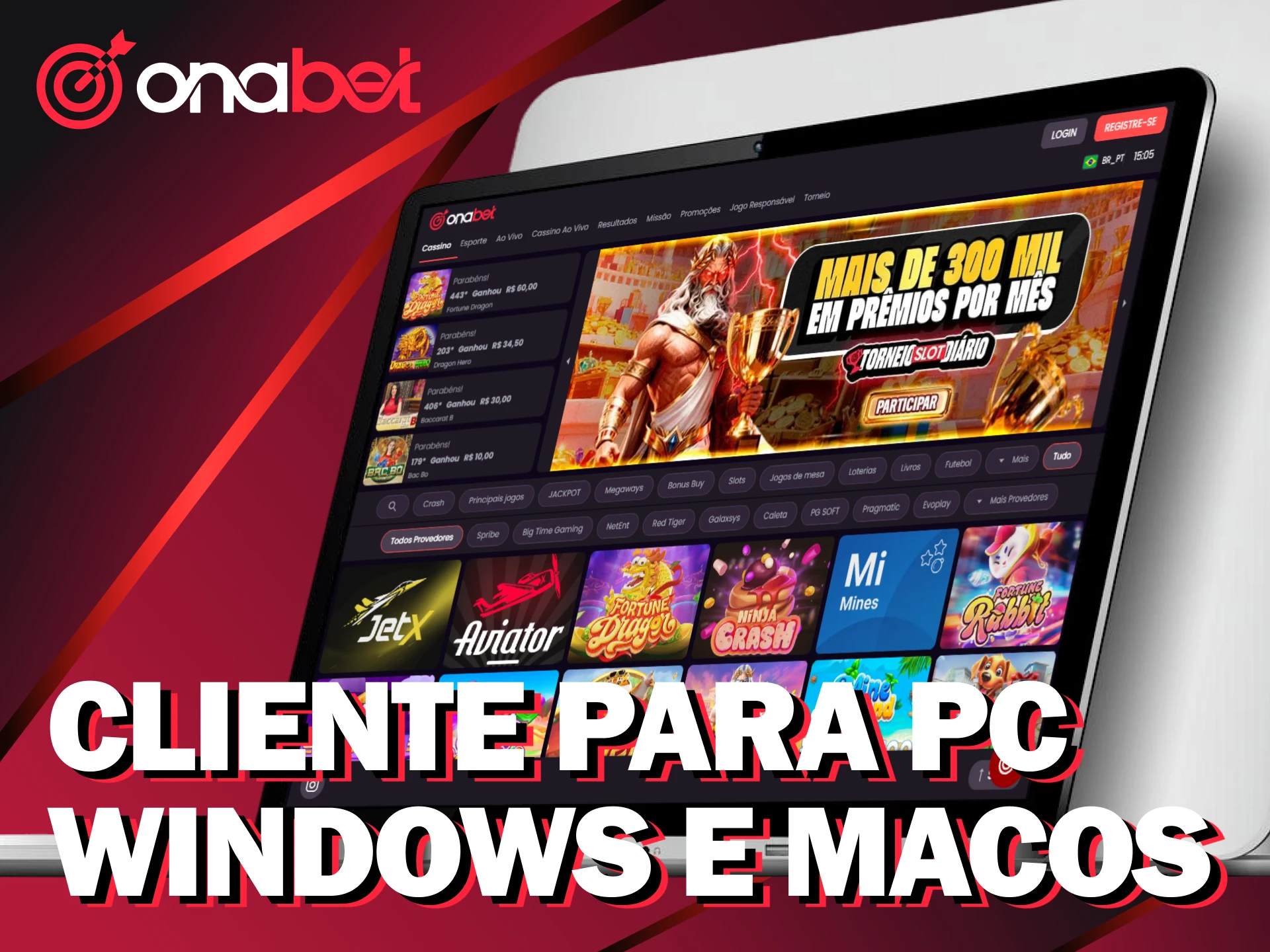 Use o app para Windows e macOS para jogar na Onabet pelo PC.