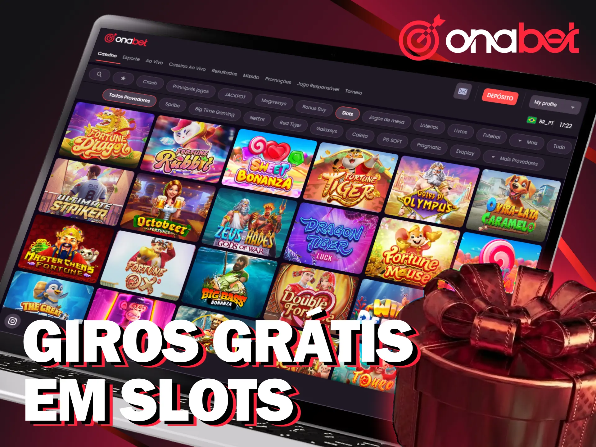 Use os seus giros grátis no cassino da Onabet agora.