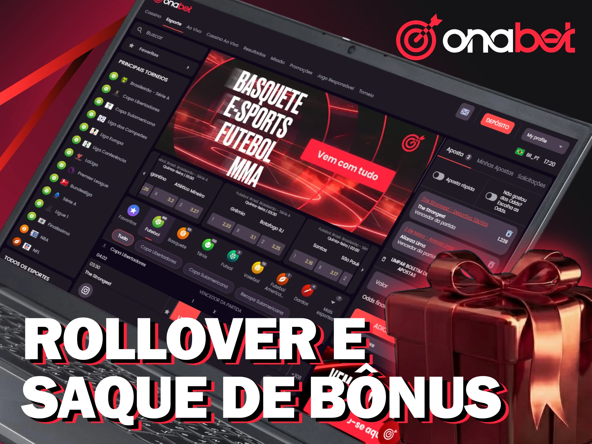 Cumpra o rollover do Onabet Bônus de Boas-Vindas para liberar o saque.