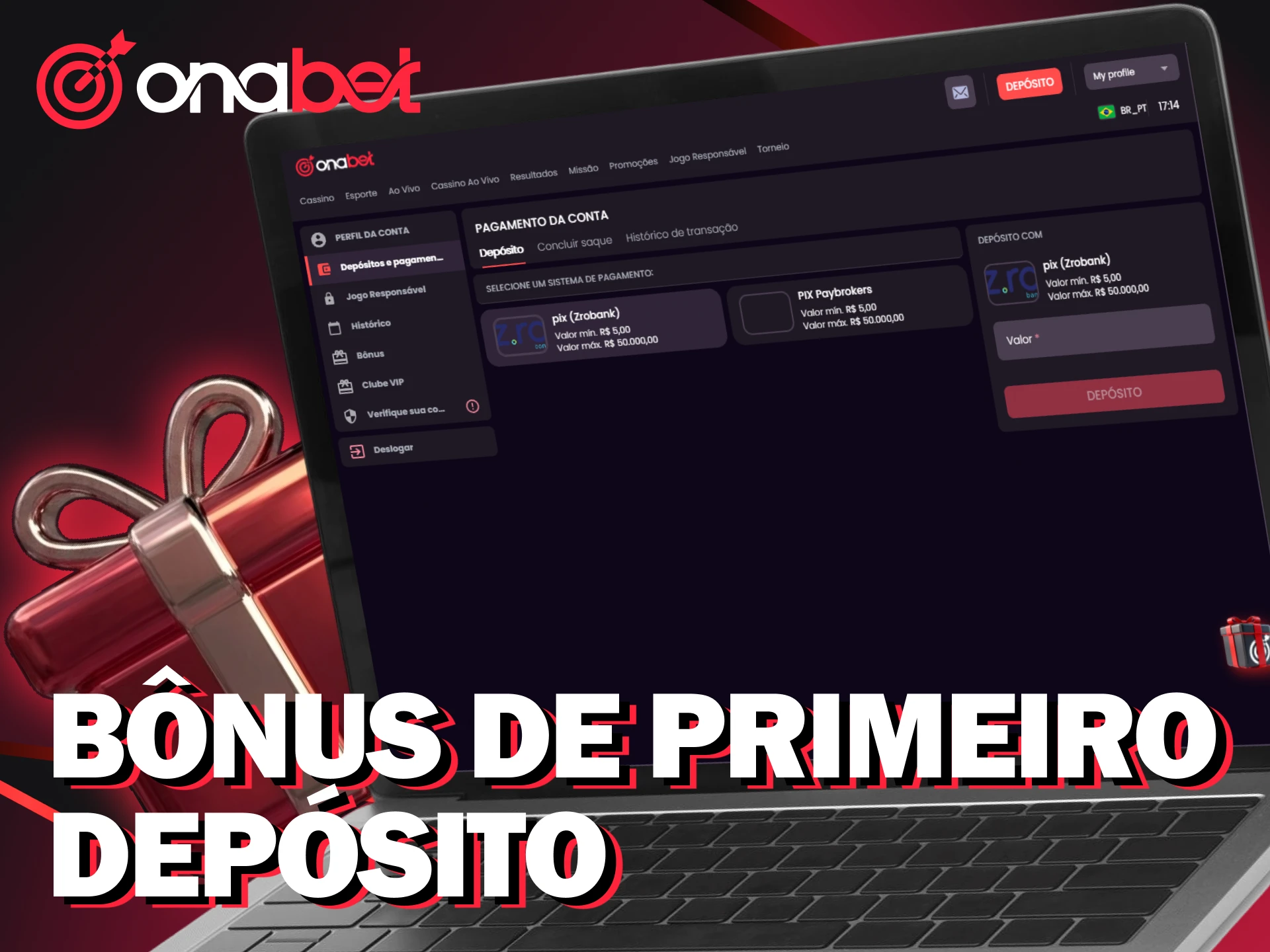 Aproveite o bônus especial ao fazer o primeiro depósito na Onabet.