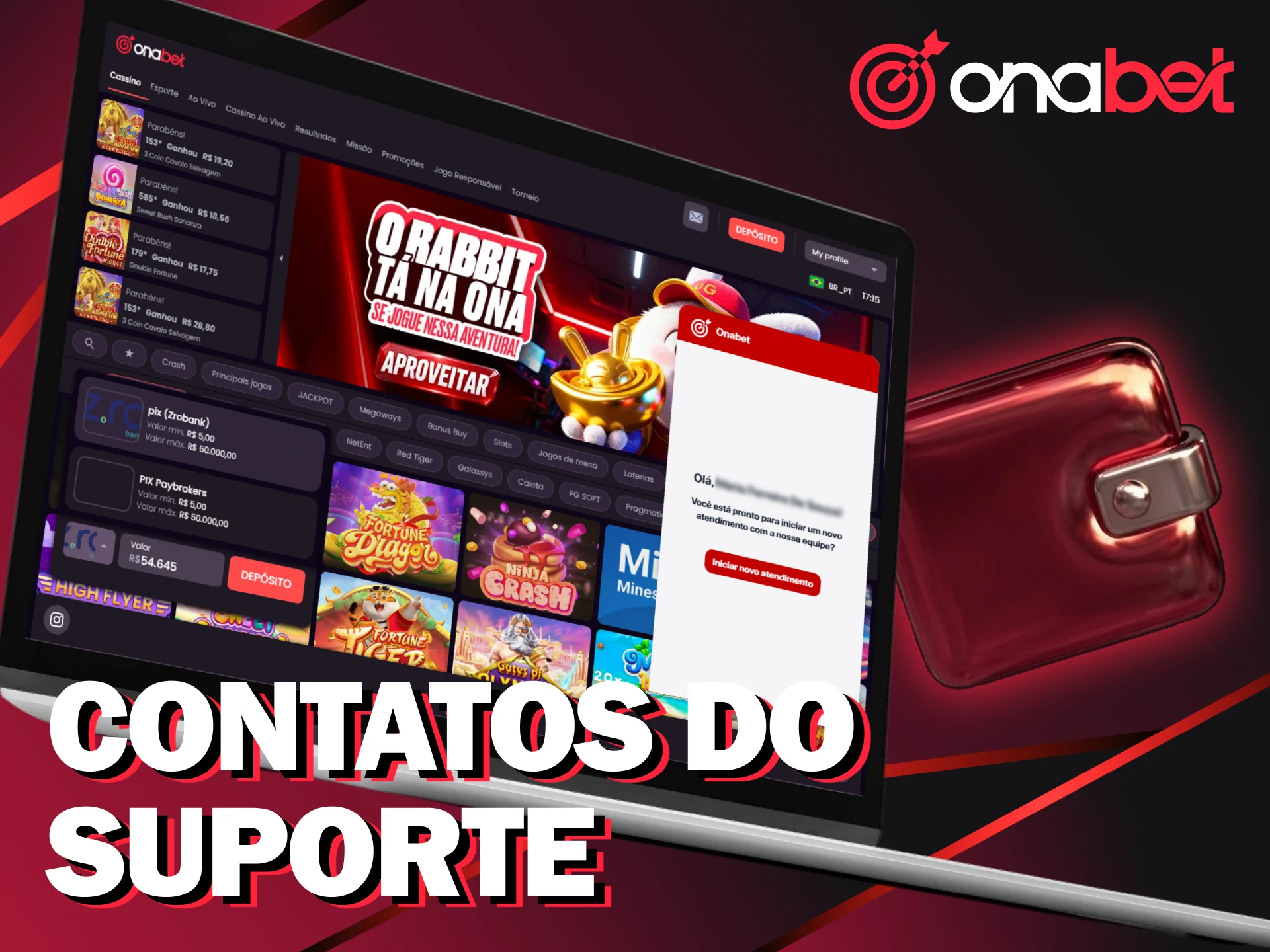 Entre em contato com o suporte para dúvidas sobre seu depósito Onabet.