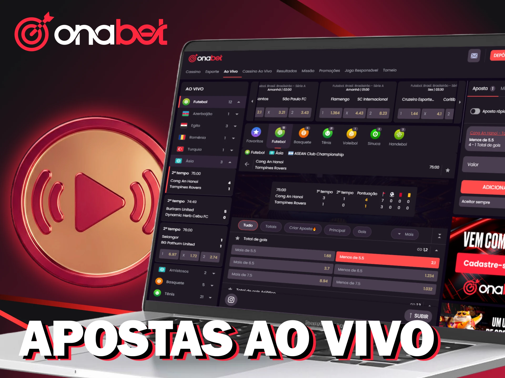 Acompanhe e faça suas apostas esportivas ao vivo na Onabet.