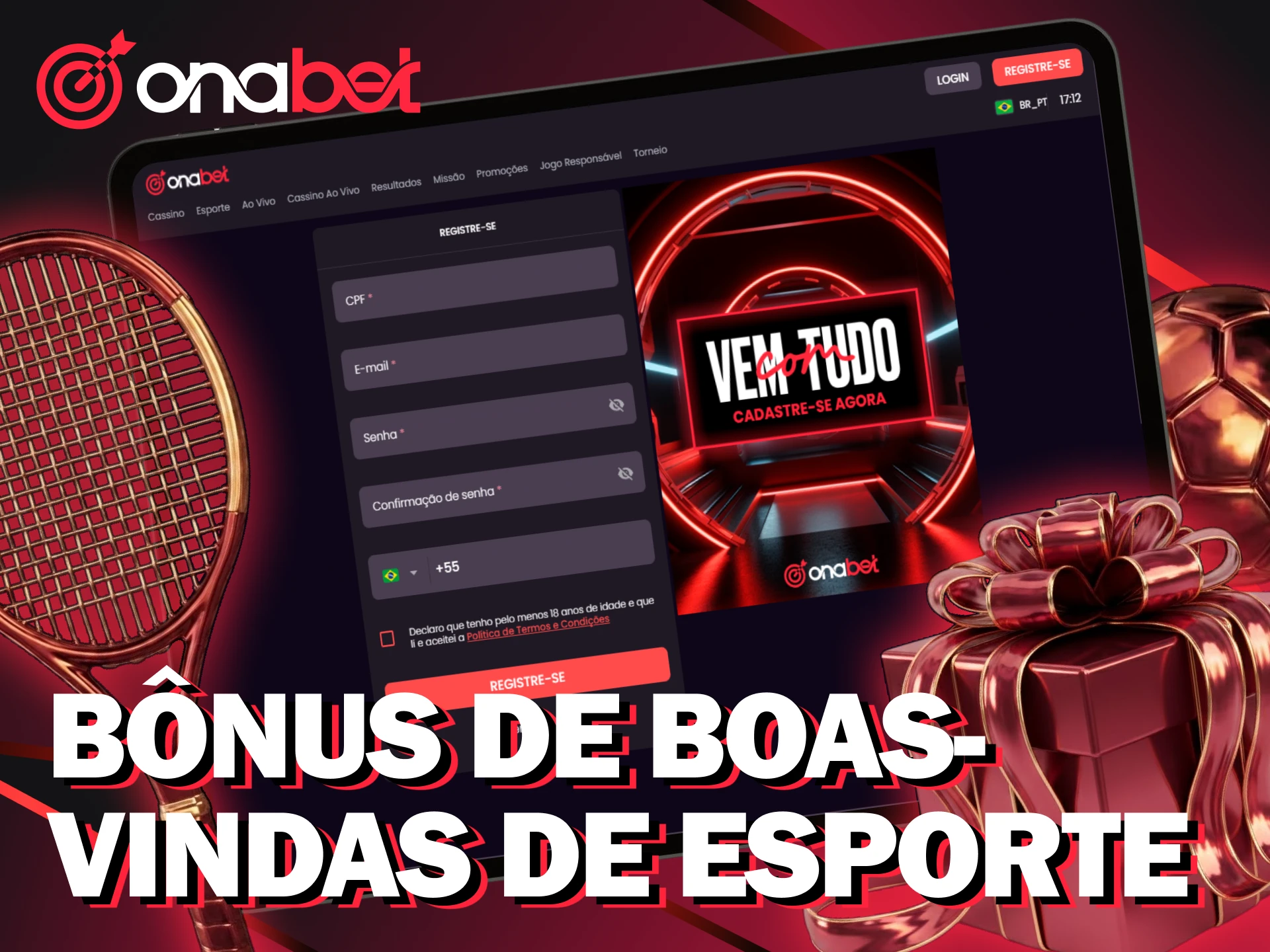 Ganhe o bônus de boas-vindas para apostas esportivas no cadastro na Onabet.