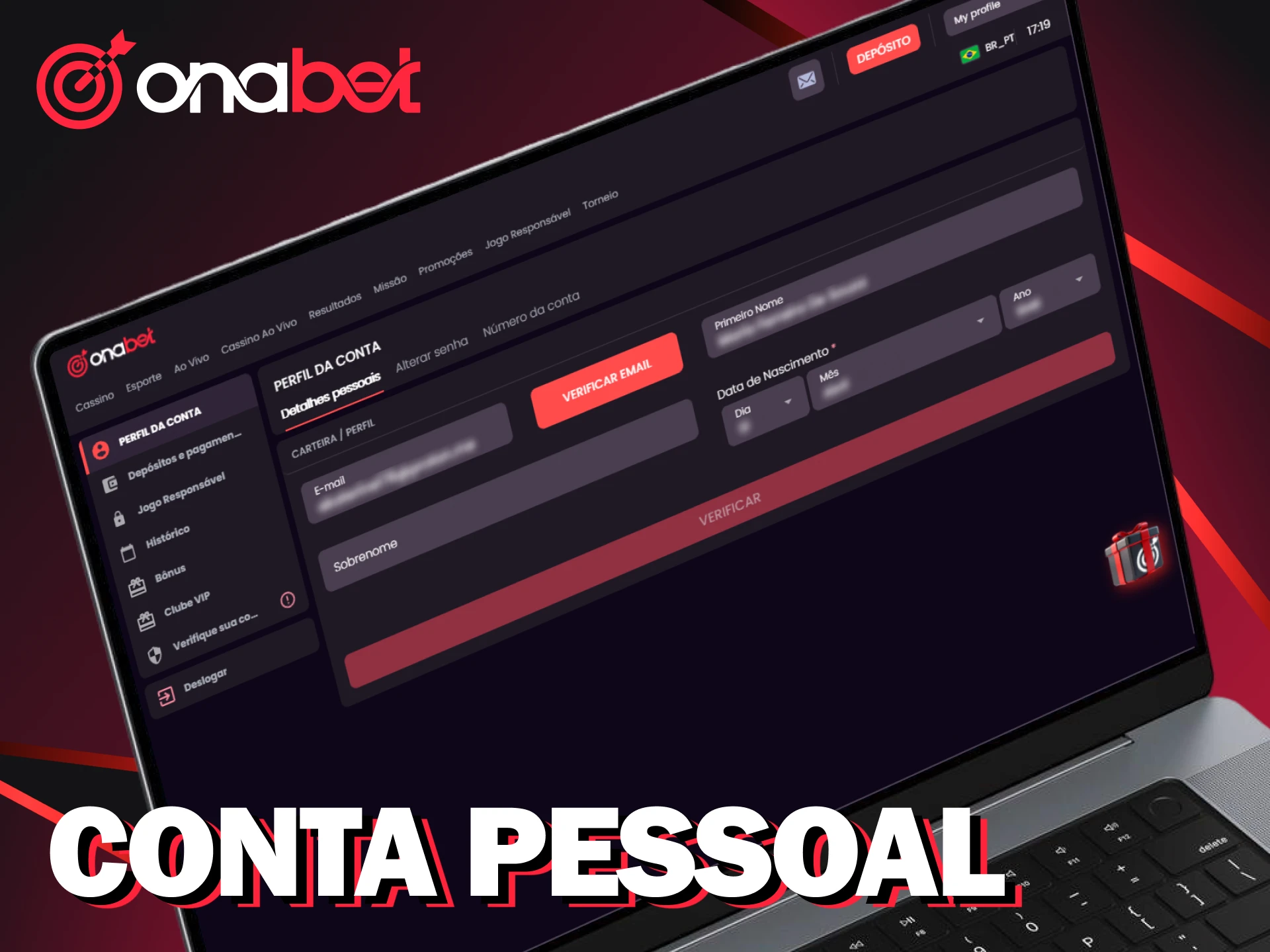 Explore a visão geral do seu cadastro na conta pessoal na Onabet.