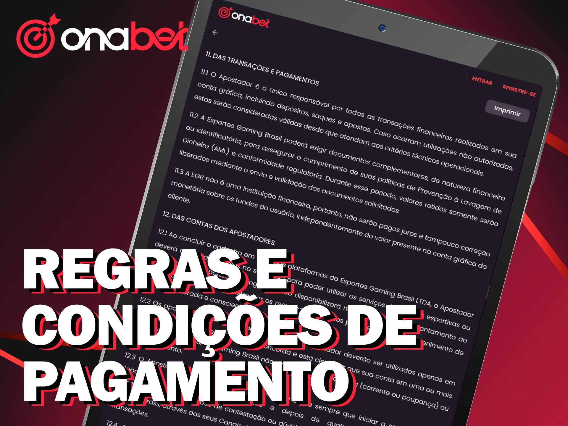Leia os termos para realizar pagamentos na Onabet de forma correta.