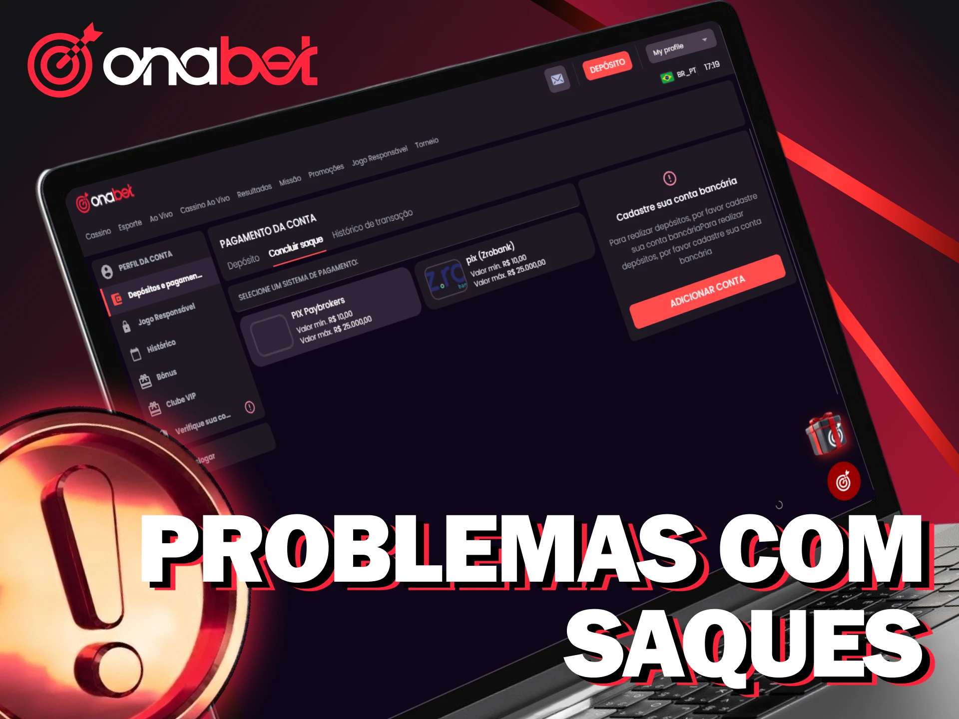 Resolva problemas de saque na Onabet consultando o guia.