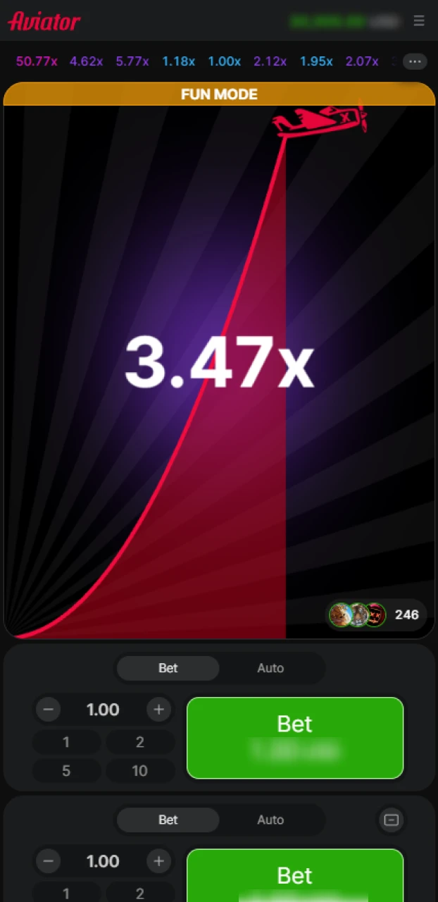 Defina o valor da sua aposta e veja o multiplicador subir no Aviator da Onabet.