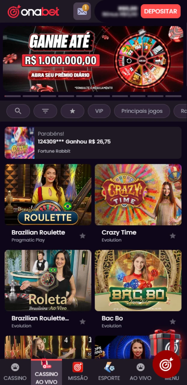 Escolha sua mesa favorita e comece a faturar agora no cassino ao vivo Onabet.