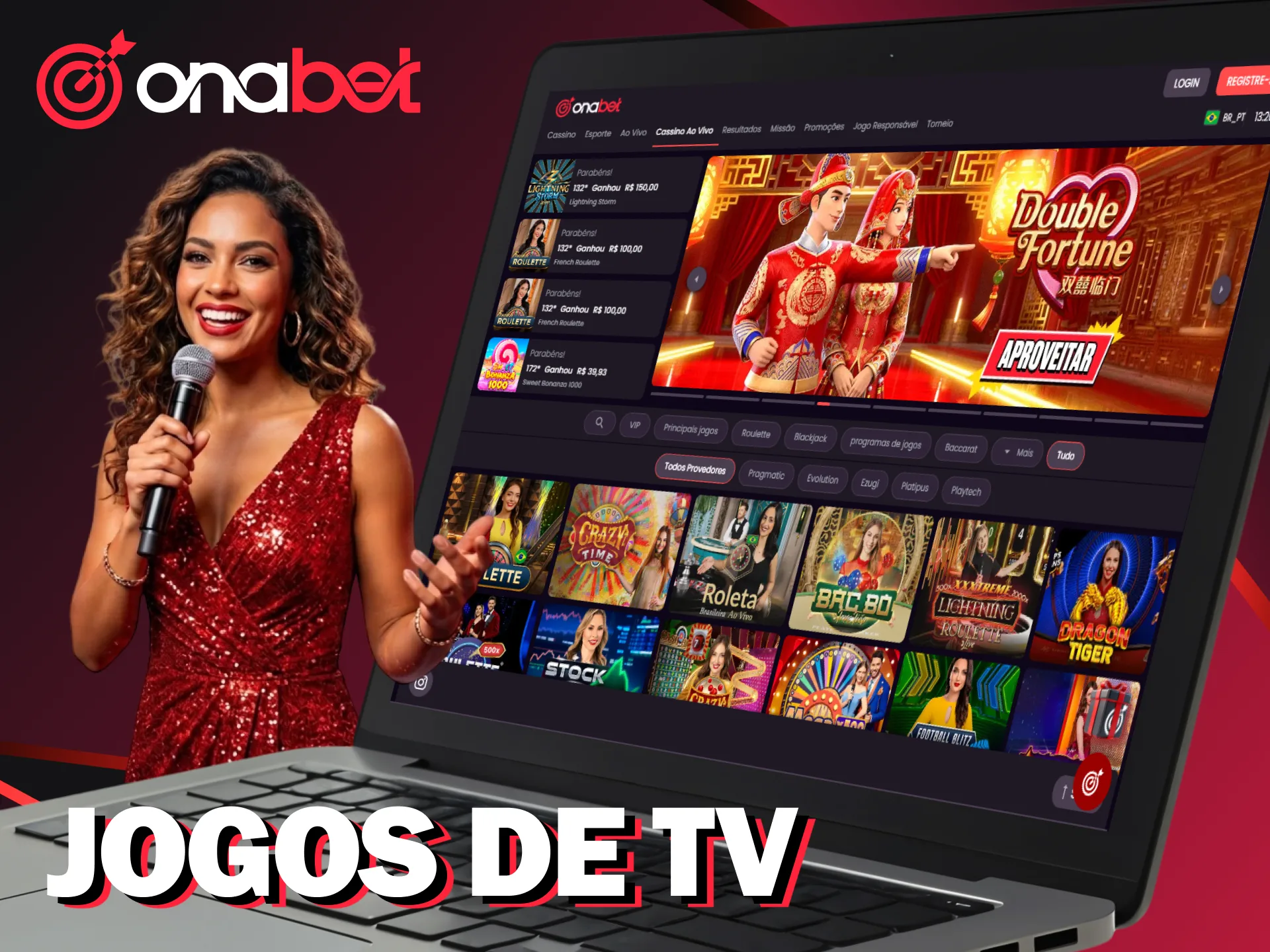 Divirta-se e ganhe prêmios exclusivos nos jogos de TV do cassino ao vivo Onabet.