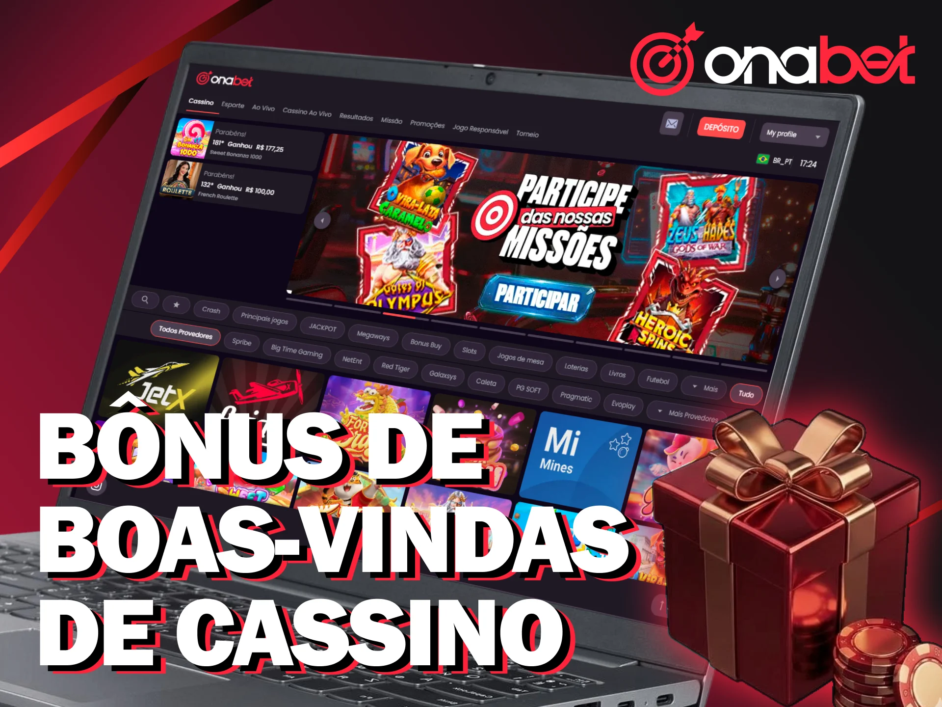 Aproveite o bônus de boas-vindas da Onabet Brasil para usar no cassino.