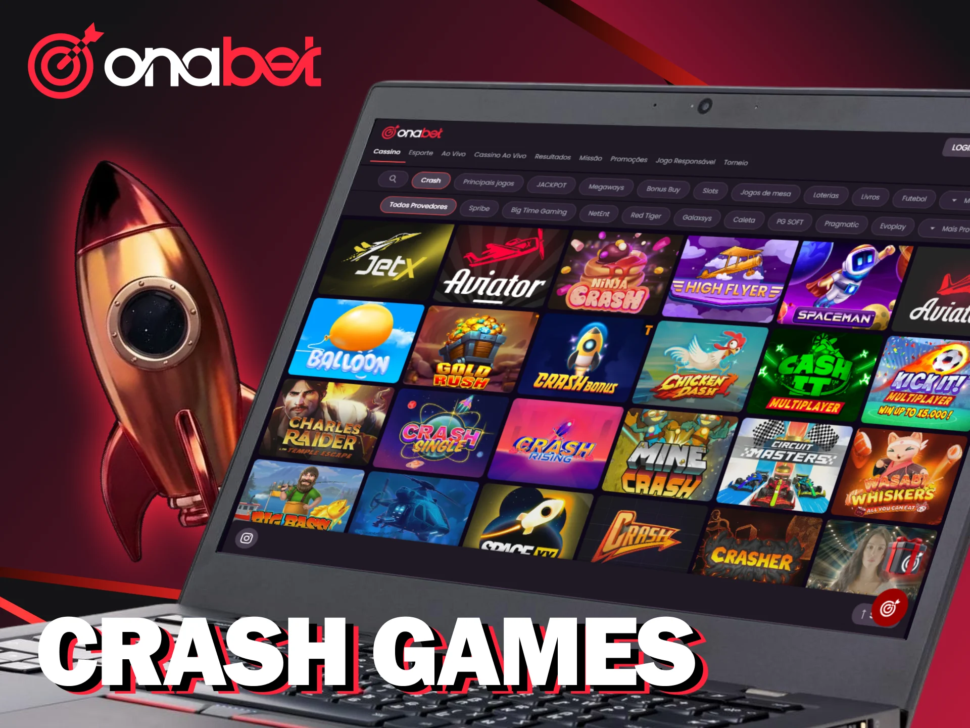 Ganhe dinheiro rápido com os crash games disponíveis no cassino Onabet oficial.