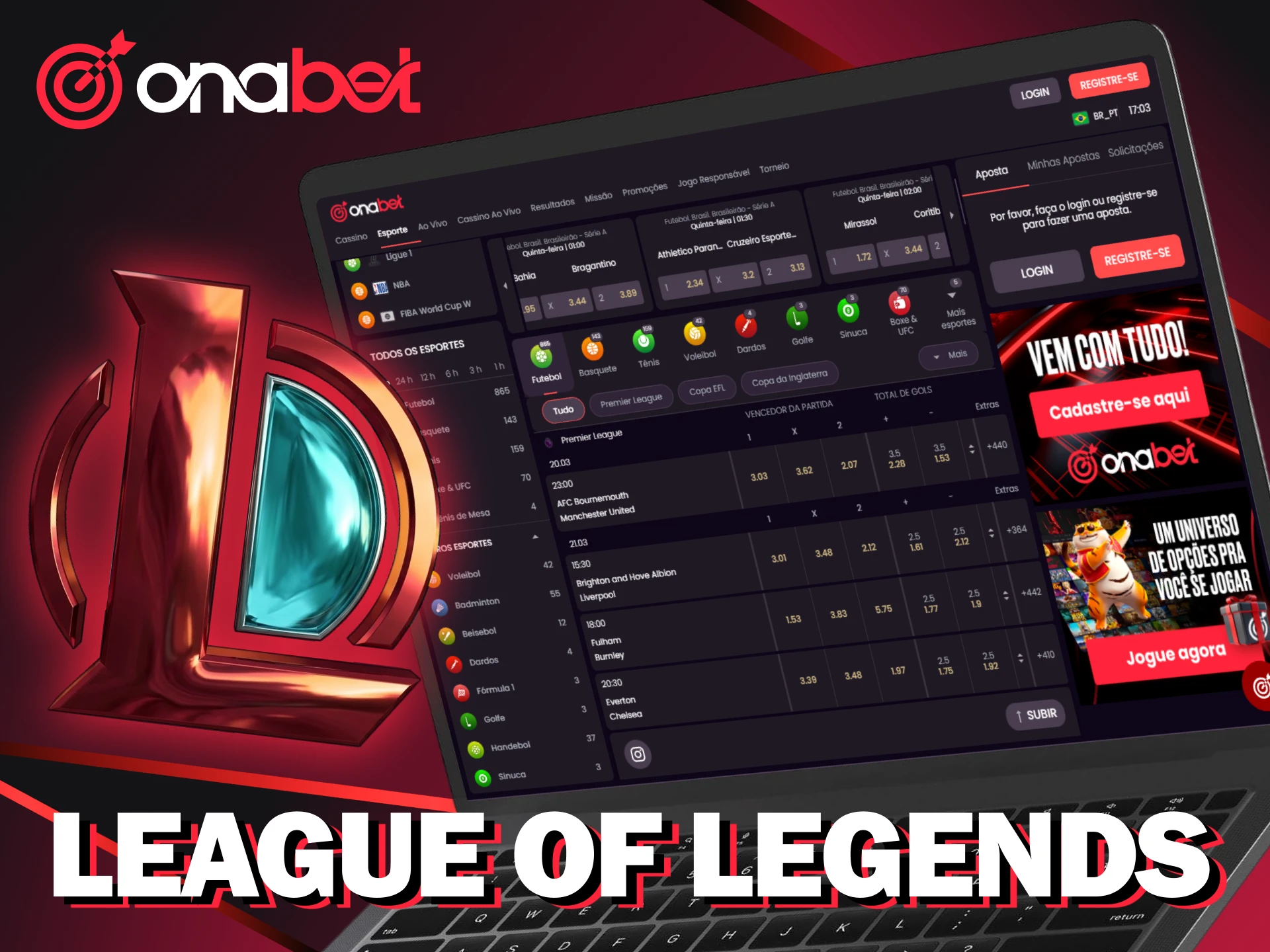 Garanta bons resultados acompanhando as partidas de League of Legends na Onabet.