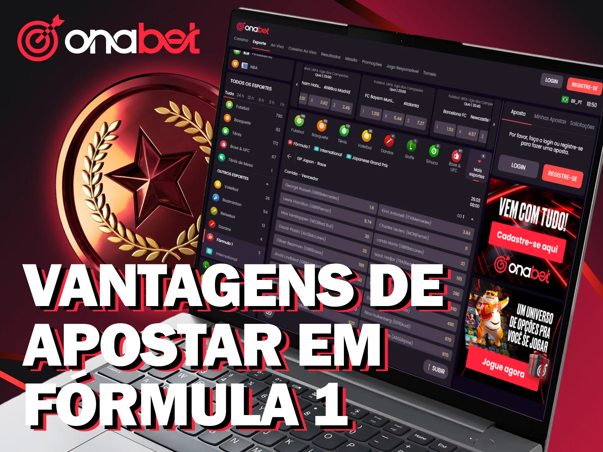 Aproveite a velocidade e a segurança da Onabet ao fazer apostas em Fórmula 1.