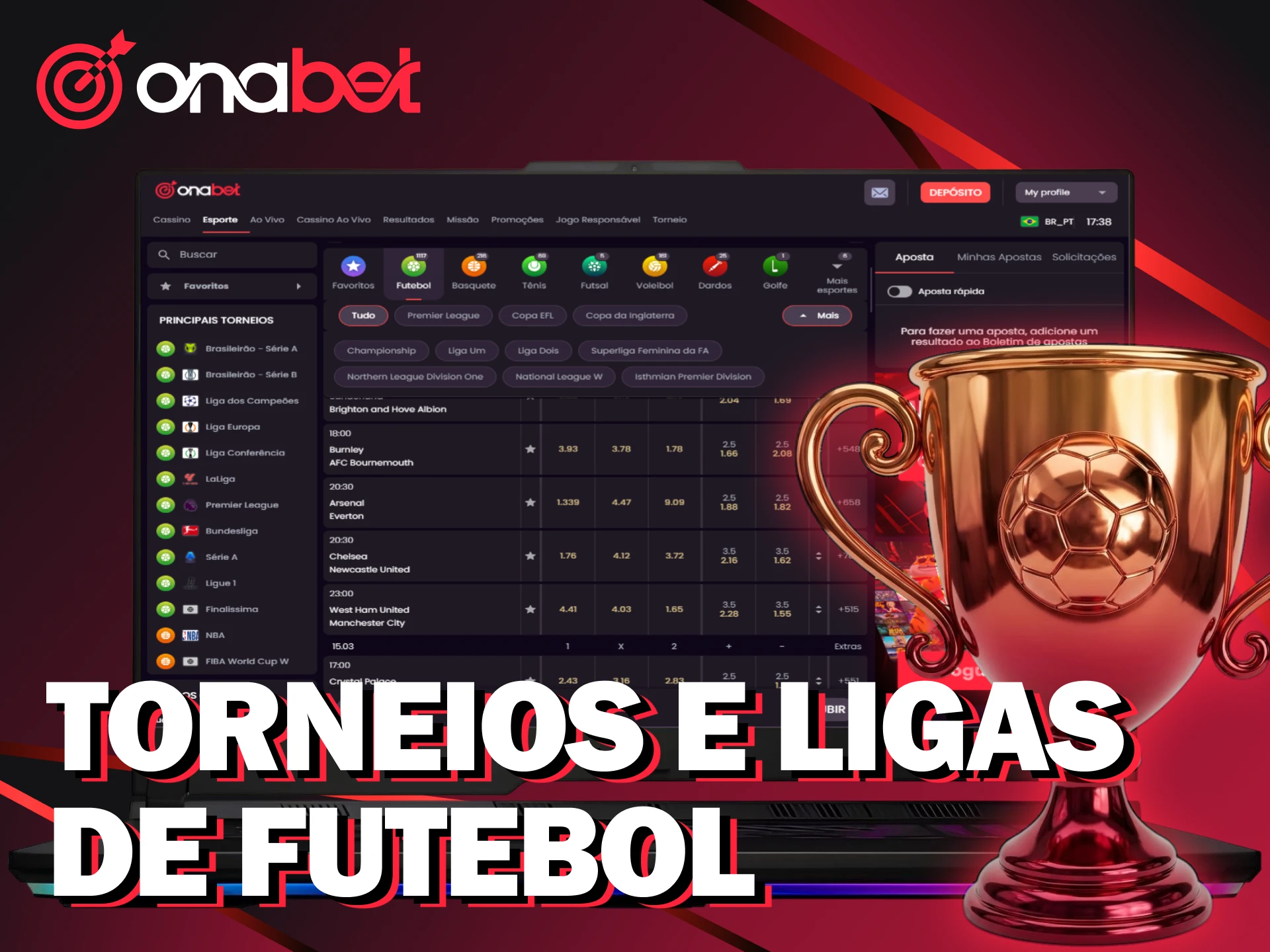 Confira os principais torneios de Onabet para apostar em futebol.