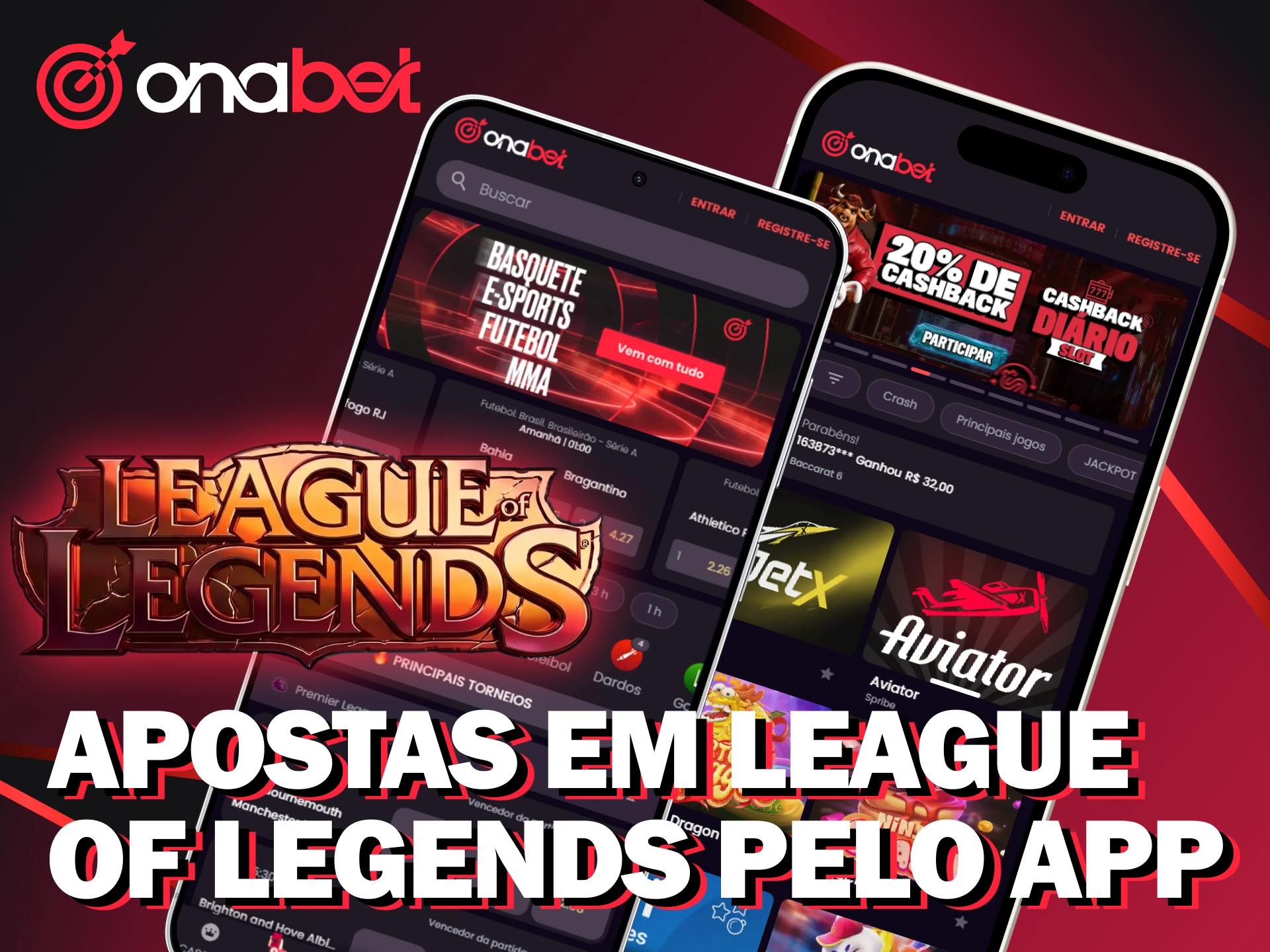 Acesse o aplicativo da Onabet para fazer apostas em League of Legends.