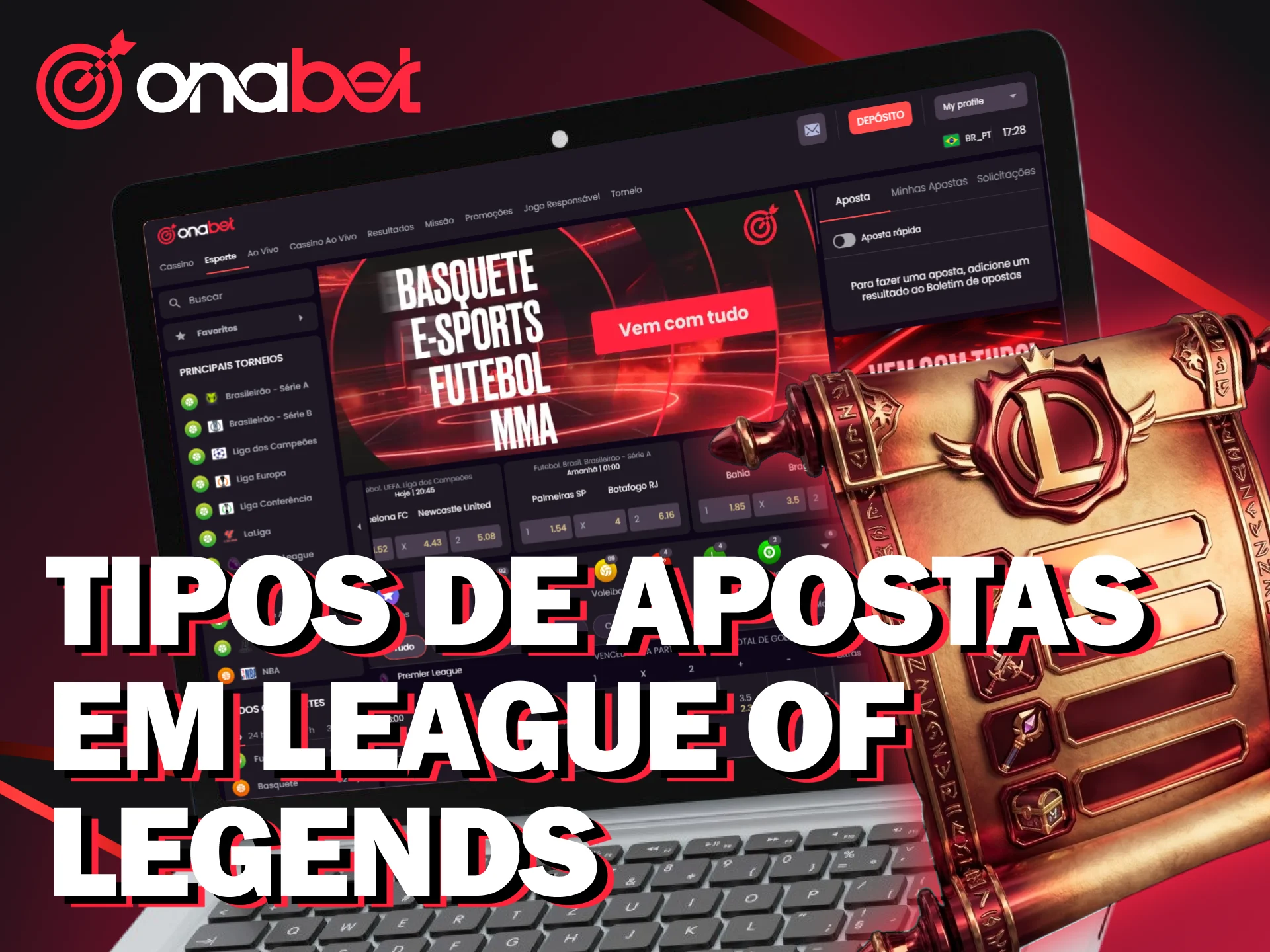 Veja quais tipos de apostas em League of Legends estão na Onabet.