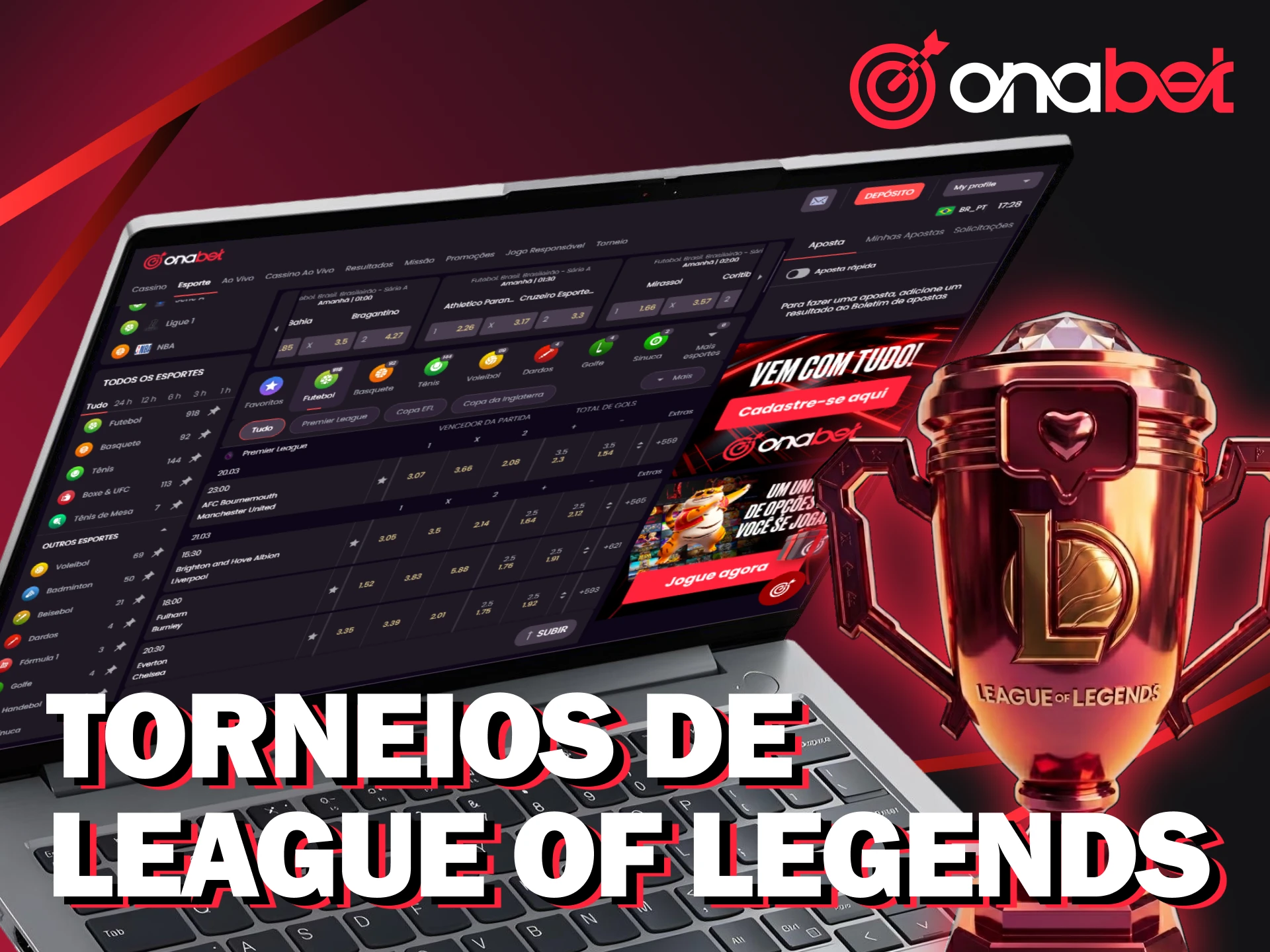 Participe dos maiores mundiais de League of Legends com apostas na Onabet.